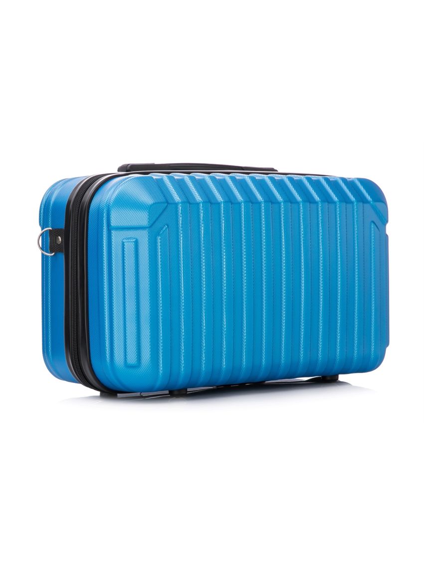  R.Leone Valigia Ryanair 55x40x20 cm + 40x20x25 cm 1pezzo a  Set 2 Pezzi Trolley Bagaglio a mano 4 Ruote e Beauty Case in ABS 2208 1