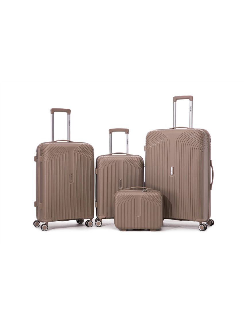 R.Leone Valigia da 1 pezzo Fino a Set 4 Trolley grande, medio, bagaglio a mano 55x40x20 Ryanair e beauty case Lucchetto TSA Polipropilene 8 Ruote Ultra Strong 6060