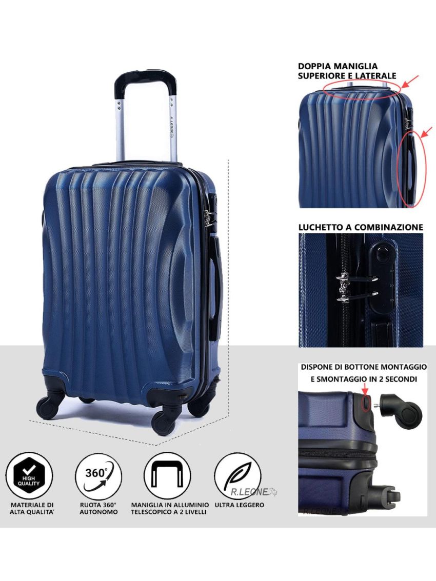 VALIGIA BAGAGLIO A MANO ADATTO RYANAIR 55x40x20 EASYJET 45X36X20 4 RUOTE 2037