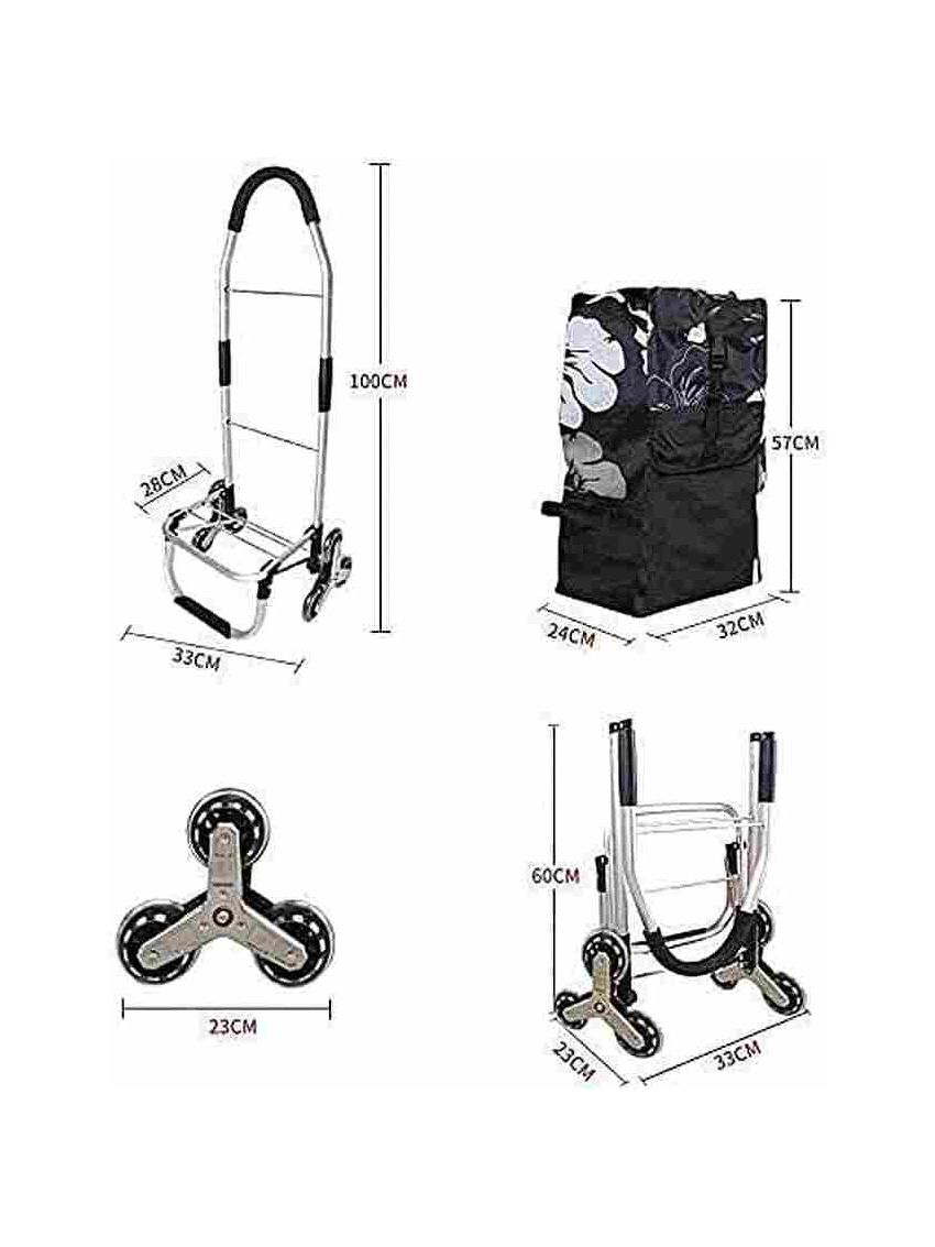 Carrello spesa 3 Ruota per scale con robusto telaio in alluminio e borsa in tela impermeabile rimovibile ideale per lo shopping comodo e pratico D016B