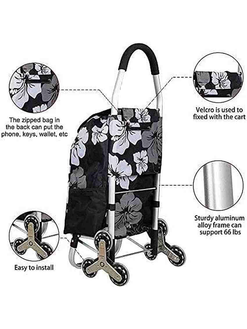 Carrello spesa 3 Ruota per scale con robusto telaio in alluminio e borsa in tela impermeabile rimovibile ideale per lo shopping comodo e pratico D016B