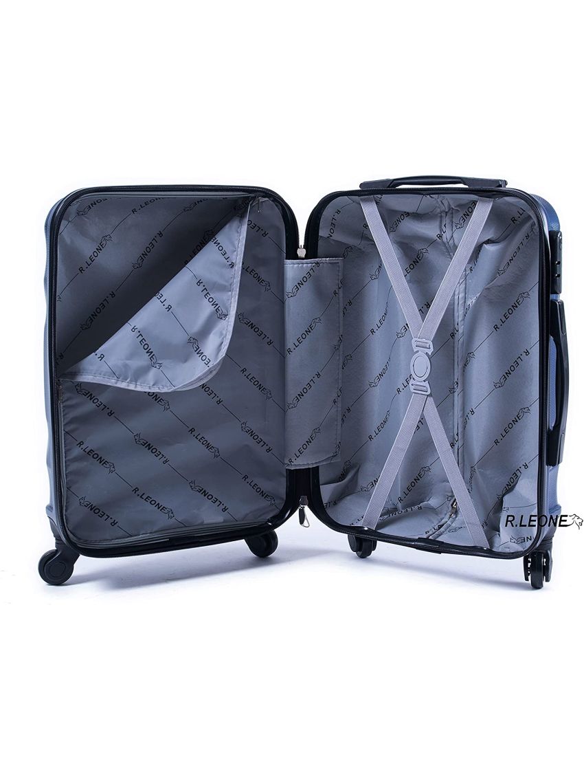 R.Leone Ryanair 55x40x20cm Valigia Trolley Bagaglio a mano Rigido Ultraleggero in ABS 4 Ruote smontabile Rimovibili Autonome 20373N 