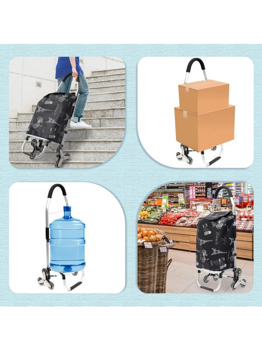 Carrello spesa 3 Ruota per scale con robusto telaio in alluminio e borsa in tela impermeabile rimovibile ideale per lo shopping comodo e pratico D016B