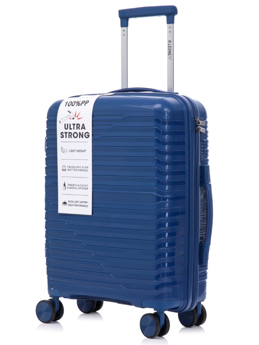 R.Leone Valigia da 1 Fino a Set 3 Bagaglio a mano 55x40x20 Ryanair, Medio, Grande Ultra Strong Antiurto Resistente Trolley rigido leggero 8 ruote in Polipropilene 6080