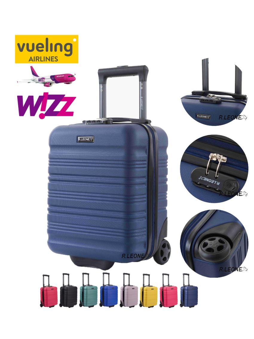 R.Leone Bagaglio a Mano 40x30x20cm Wizzair Vueling 2 Ruota in ABS 915