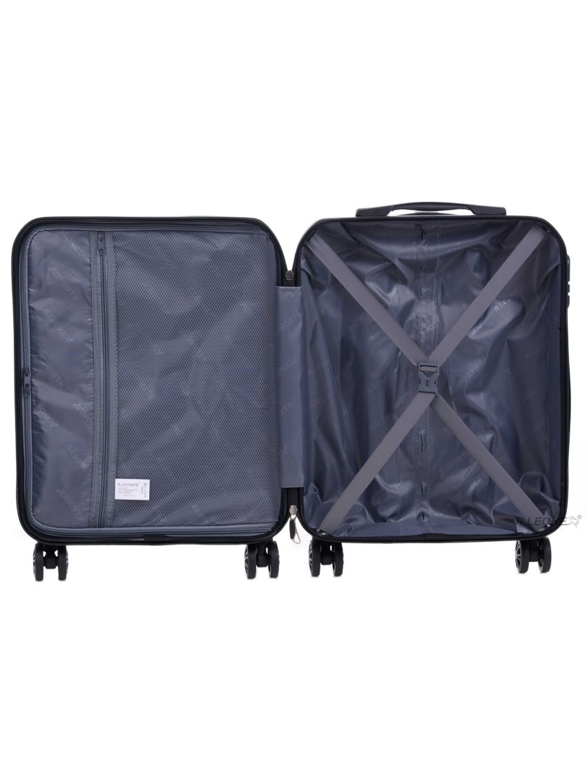 R.Leone Valigia da 1 Fino a Set 3 Bagaglio a mano 55x40x20 Ryanair, Medio, Grande Ultra Resistente Trolley rigido leggero 8 ruote in ABS 2220