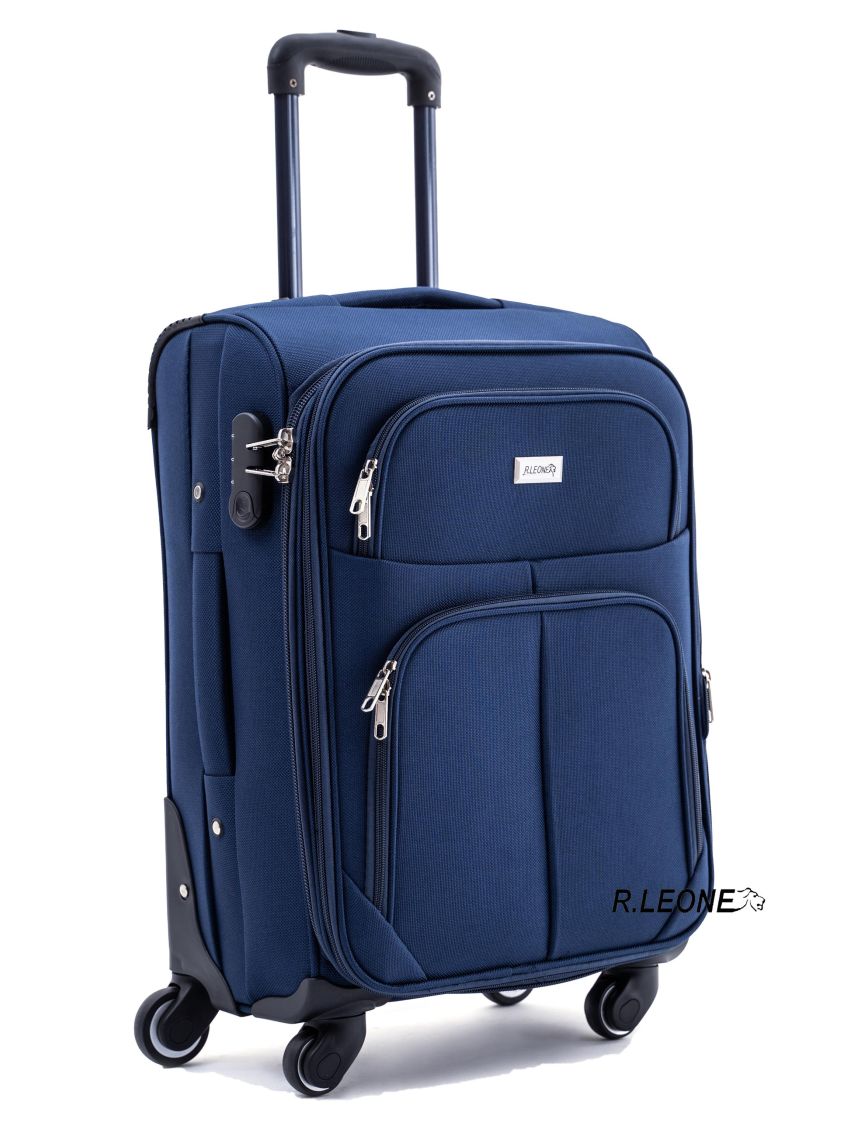 R.Leone Valigia Trolley Espandibile bagaglio a mano 4 ruote in stoffa 214