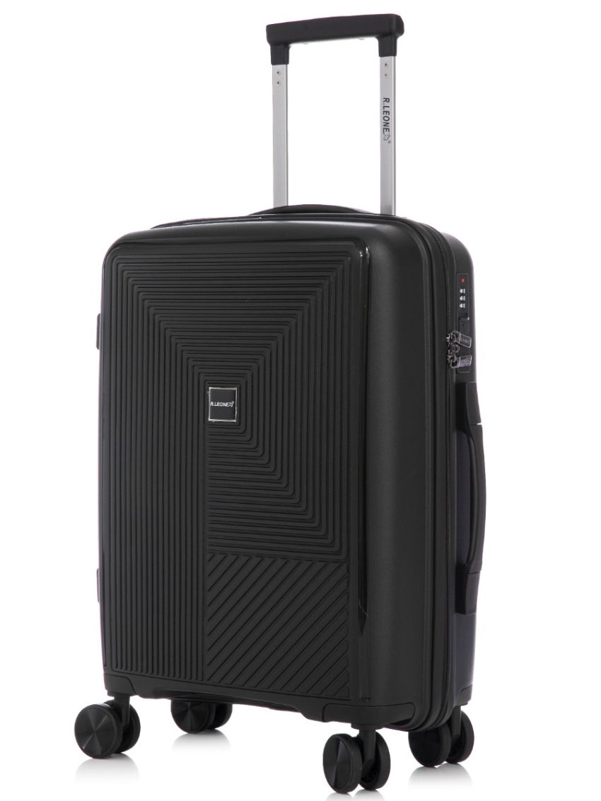 R.Leone Valigia da 1 Fino a Set 3 Bagaglio a mano 55x40x20 Ryanair, Medio, Grande Ultra Strong Antiurto Trolley leggero 8 ruote Polipropilene 9188