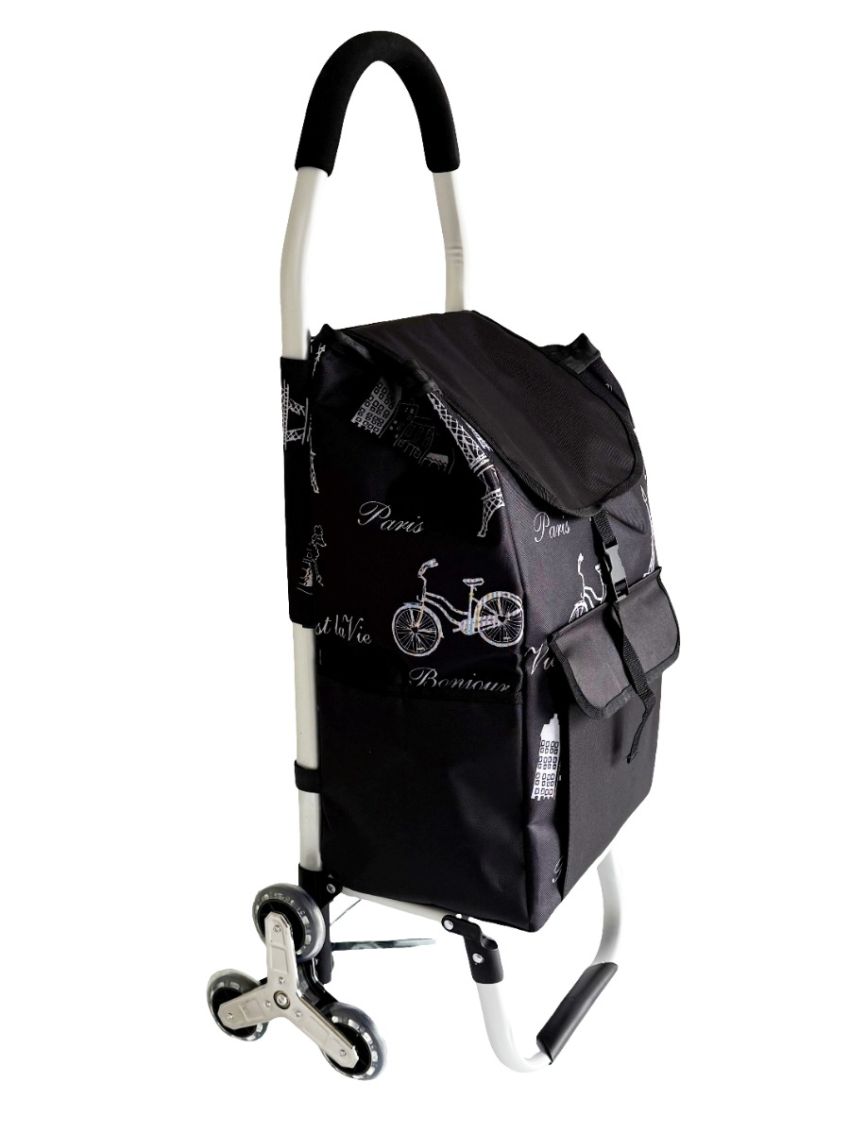 Carrello spesa 3 Ruota per scale con robusto telaio in alluminio e borsa in tela impermeabile rimovibile ideale per lo shopping comodo e pratico D016A