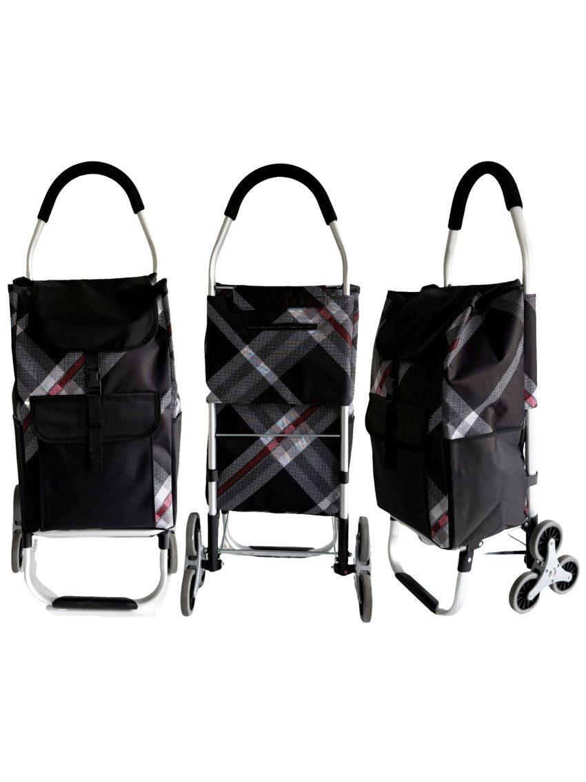 Carrello spesa 3 Ruota per scale con robusto telaio in alluminio e borsa in tela impermeabile rimovibile ideale per lo shopping comodo e pratico D016B
