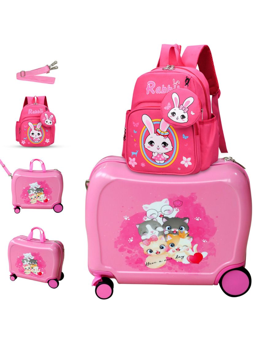  R.Leone Valigia Ryanair 55x40x20 cm + 40x20x25 cm 1pezzo a  Set 2 Pezzi Trolley Bagaglio a mano 4 Ruote e Beauty Case in ABS 2208 1
