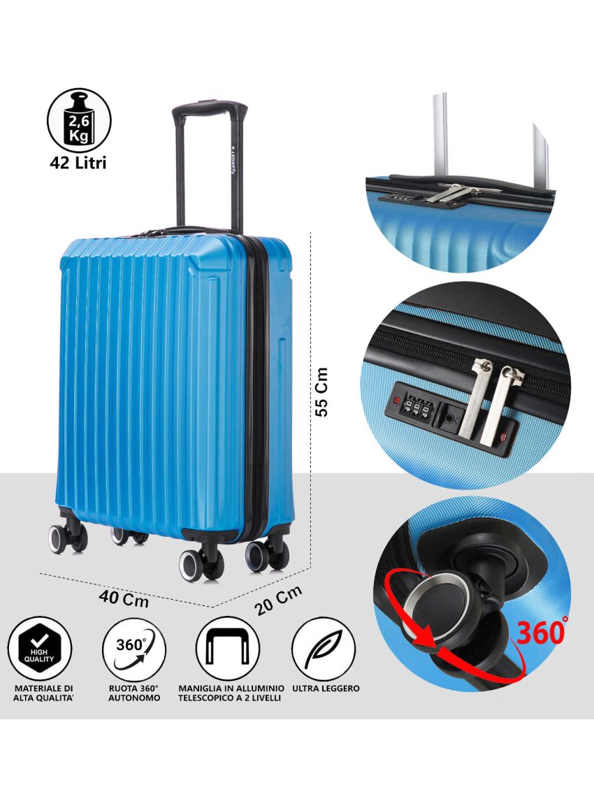 Valigia 55x40x20 o 40x20x25 cm Ryanair Trolley o Beauty Bagaglio a mano ABS 2208