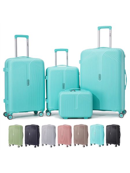 R.Leone Valigia da 1 pezzo Fino a Set 4 Trolley grande, medio, bagaglio a mano 55x40x20 Ryanair e beauty case Lucchetto TSA Polipropilene 8 Ruote Ultra Strong 6060